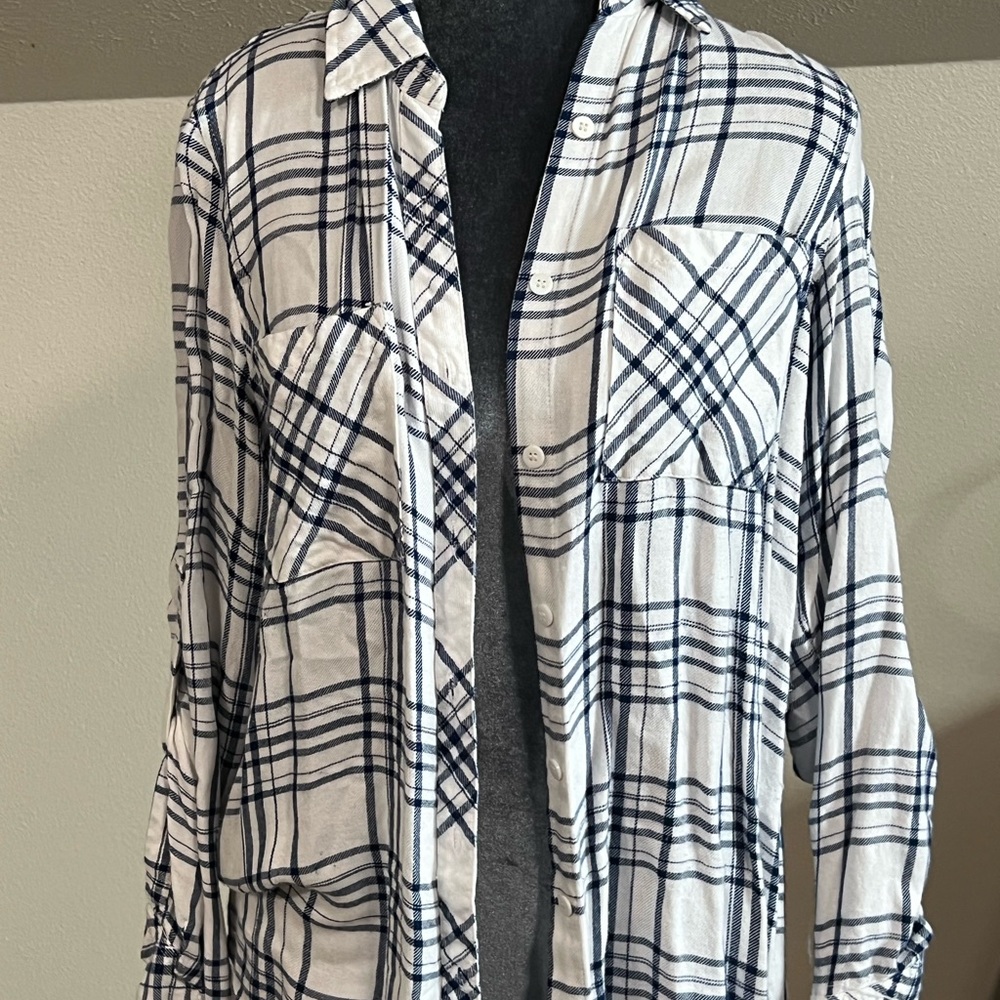 White and Blue Flannel shirt